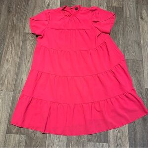 SHEIN Pink Tiered Ruffled Sundress Resort Wear